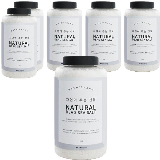 바스참 사해소금 내추럴 용기형, 1kg, 6개