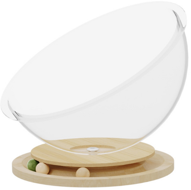 AOYI 奧藝 圓形太空艙貓跳臺 M 壓縮板 亞克力, 1個, 原木色