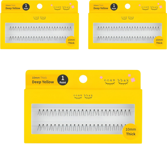 깜빡 인조 가닥속눈썹 패키지버전 10mm 띠크 1기둥, 블랙, 3개