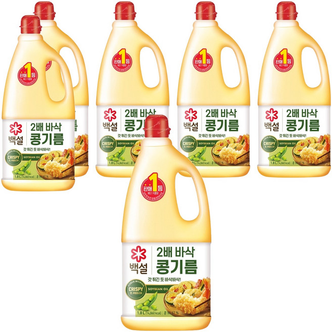 백설 2배 바삭 콩기름, 1.8L, 6개