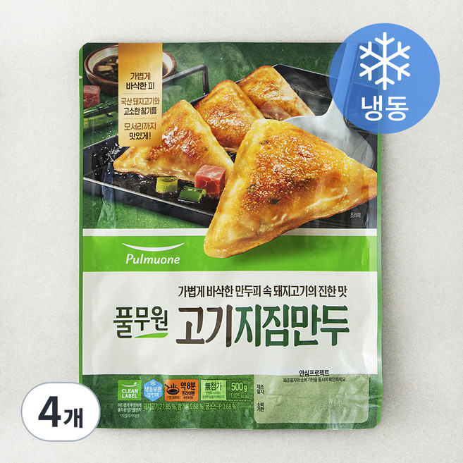 풀무원 고기지짐만두 (냉동), 500g, 4개