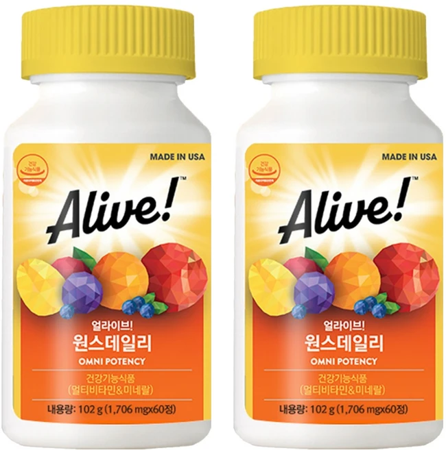얼라이브 원스데일리 멀티비타민, 60정, 2개 - 쿠팡