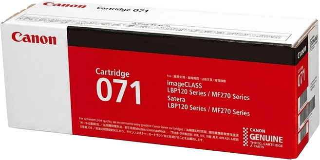 Canon 佳能 CRG-071 標準容量碳粉 LBP122dw/MF272dw/MF275dw適用, 1個, 黑色