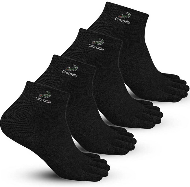 크로커다일 남성용 자수 티즈 발가락 단목 양말 4족 세트 CD241