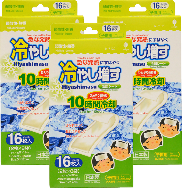 노보핀 코쿠보 열 냉각시트 어린이용 무향, 16개입, 3개