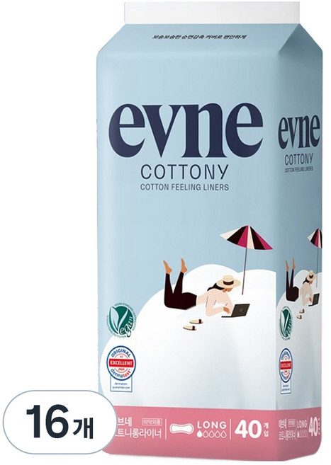 이브네 프리미엄 코트니 팬티라이너, 16개, 40개입, 롱