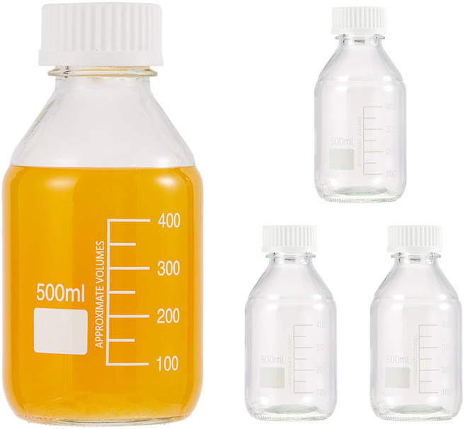 코멧 홈 눈금유리 공병 + 뚜껑 세트, 500ml, 4세트