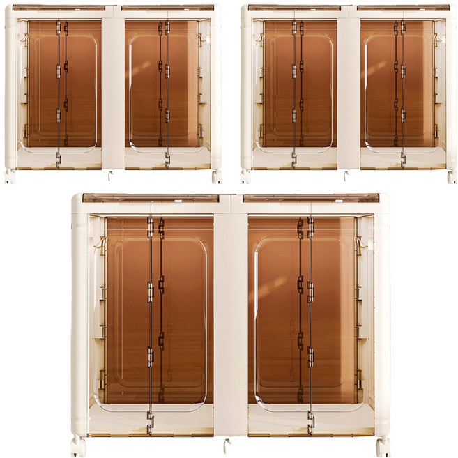 HOUDER 可視掀蓋玩具櫃1層, 米白色, 3個