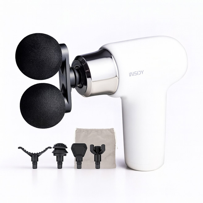 인사이디 듀얼 무선 전동 미니 마사지건, 화이트, IMG-200