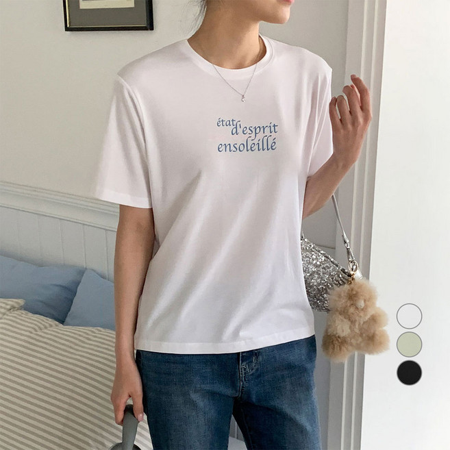 아피나르 여성용 레이온 찰랑 Moment 라운드넥 반팔 티셔츠