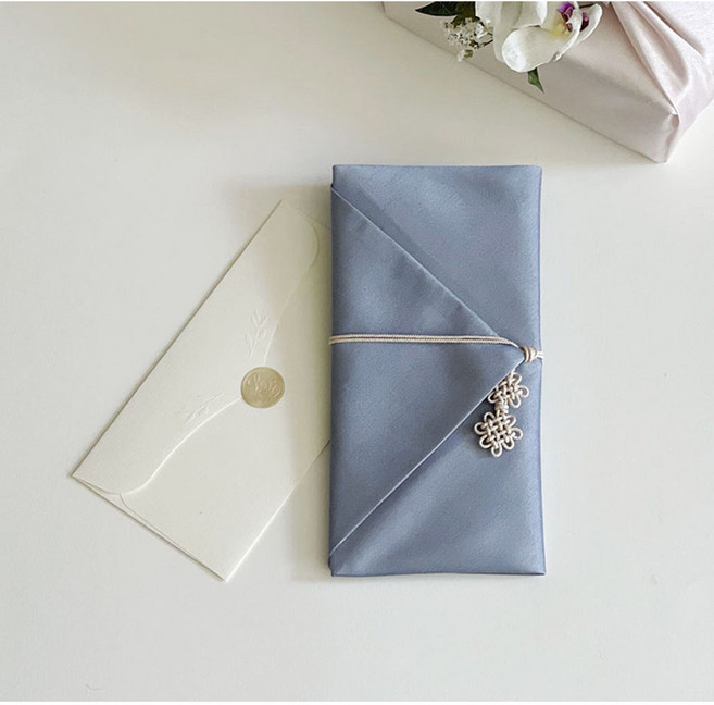 르미에 고급 용돈봉투 + 보자기 + 스티커 세트, 스카이그레이