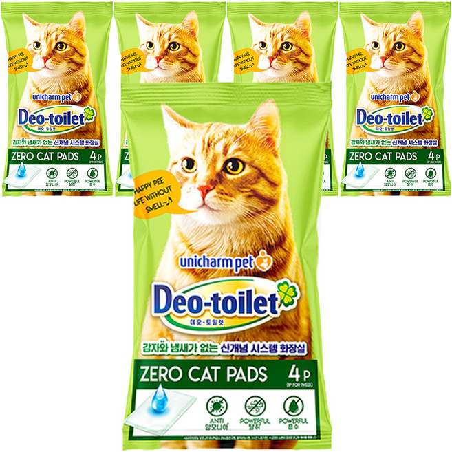 유니참데오토일렛 제로캣 패드 4p, 혼합색상, 5개