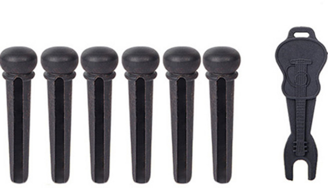 코네임 기타 고급 브릿지핀 블랙 6p + 브릿지 핀 리무버 세트, 1세트