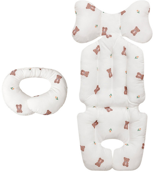 베베누보 사계절 양면 유모차 시트 라이너 + 목쿠션 세트, 튤립베어, 1세트