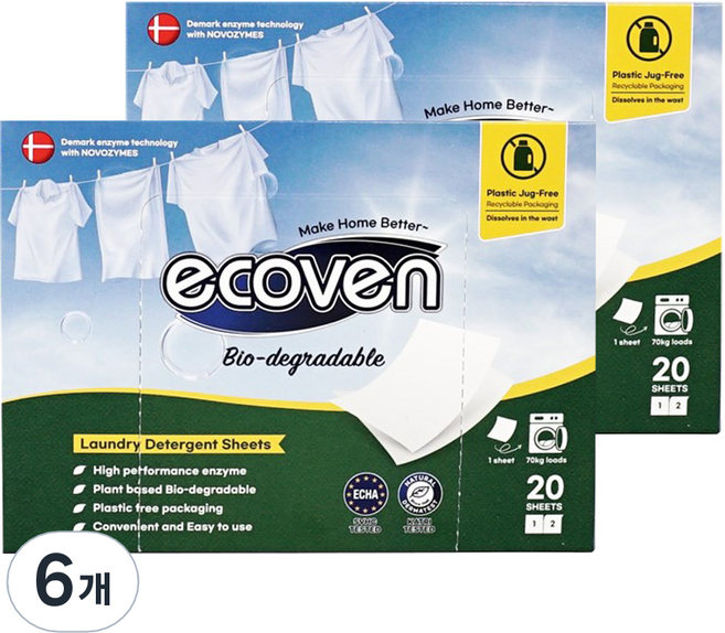 에코벤 시트세제, 6개, 20개입