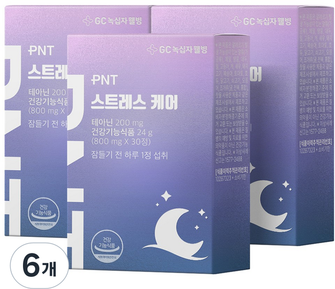 피엔티 스트레스 케어 L 테아닌, 30정, 6개