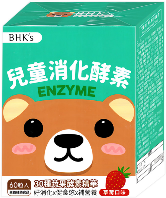 BHK's 兒童綜合消化酵素咀嚼錠 草莓口味, 60顆, 1盒