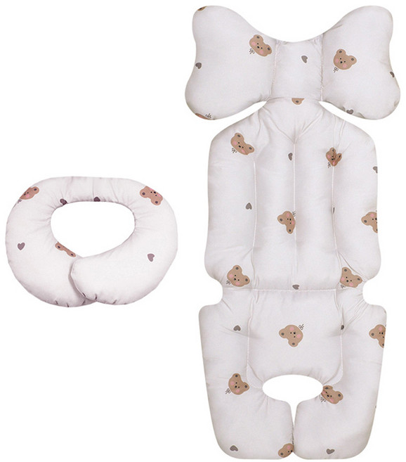 베베누보 사계절 양면 유모차 시트 라이너 + 목쿠션 세트, 미니베어, 1세트