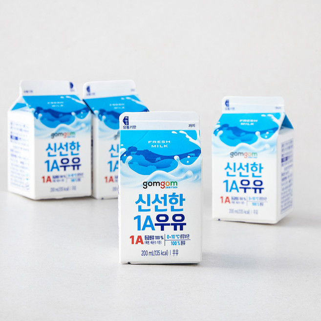 곰곰 신선한 1A 우유, 200ml, 4개