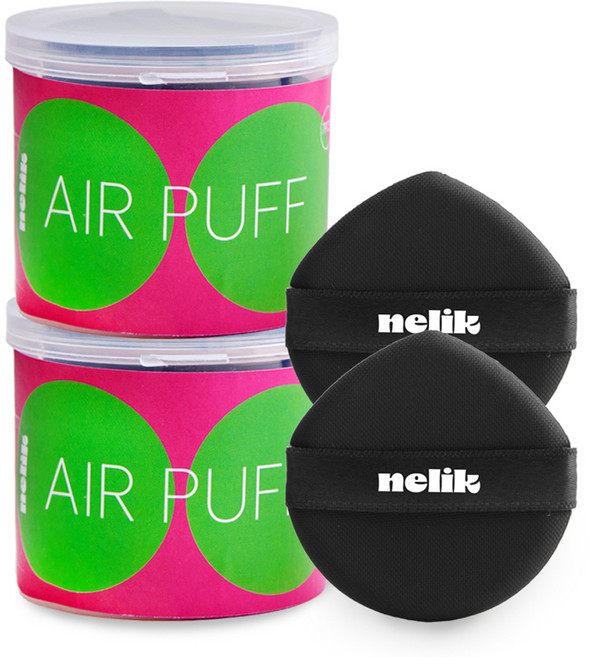 넬릭 에어 소프트 터치 퍼프 에어쿠션 퍼프 7p, 스킨 + 블랙, 2개