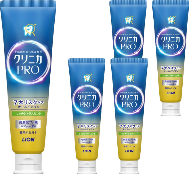 LION 獅王 固齒佳 PRO 酵素牙膏 療癒柑橘 高密著氟素 持久保護 雙A淨白微粒, 95g, 5條
