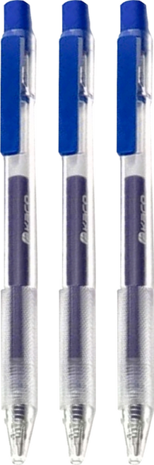 KaCO 速乾彩虹中性筆 防滑筆握 彈性筆夾 按壓回彈, 藍色, 3支