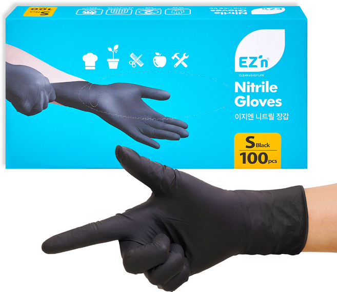 EZn이지엔 니트릴 장갑 3.5g 100p, 블랙, 소, 1개