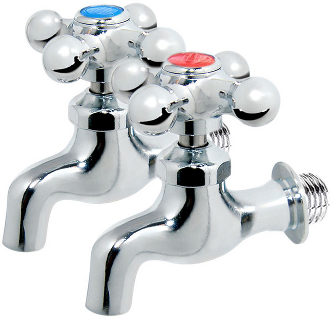 십자 가로 수도꼭지 냉수 + 온수 세트, 1세트