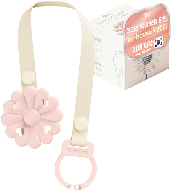 티지엠 데이지 쪽쪽이 클립 노리개 젖꼭지 치발기 흘림 방지 스트랩 홀더, 노꼭지, 코랄 핑크, 1개