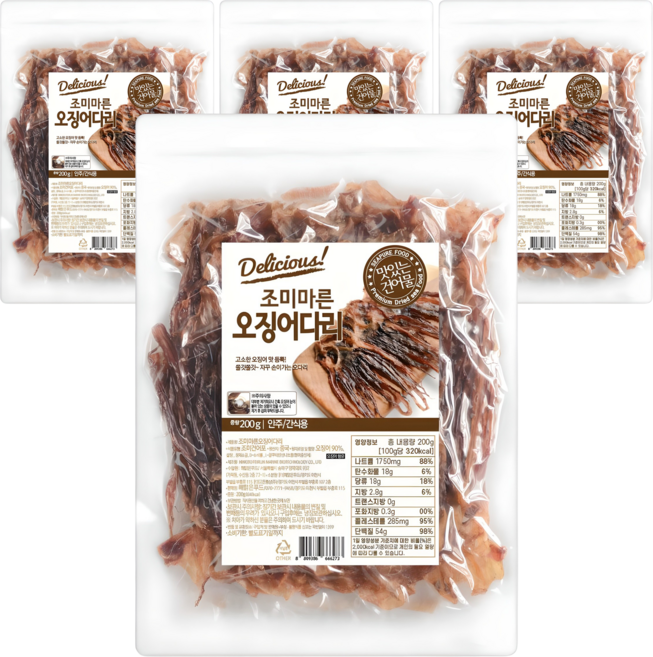 Seapure 調味魷魚腳, 200g, 4包
