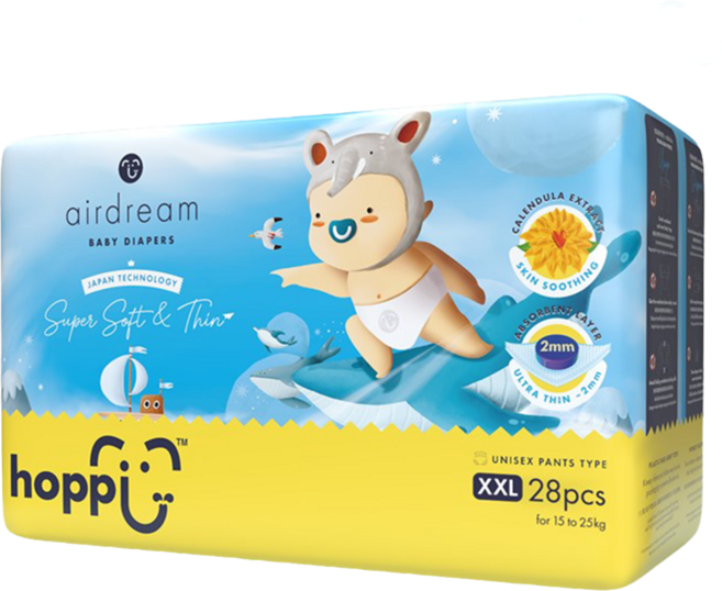hoppi 平行輸入版 褲型尿布 15kg以上, XXL, 28片