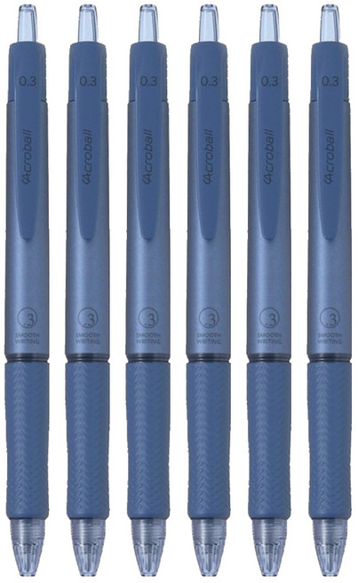 PILOT 百樂 Acroball T系列 輕油筆 時尚霧面光澤 0.3mm 經典輪胎紋筆握, 海軍藍, 6支