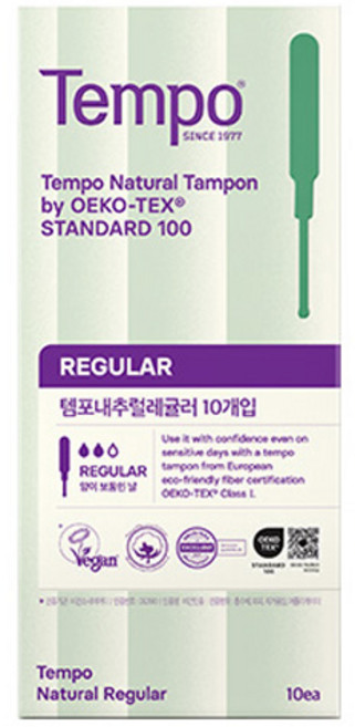 템포 내추럴 탐폰, 레귤러, 10개입, 1개