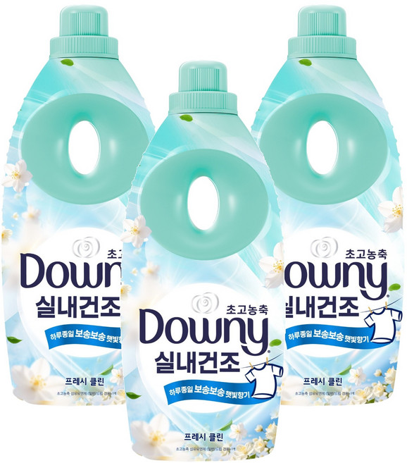 다우니 실내건조 프레시클린 초고농축 섬유유연제 본품, 1L, 3개