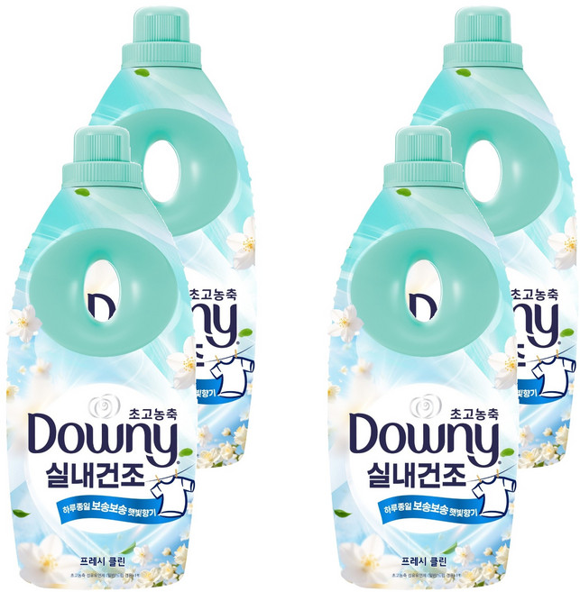 다우니 실내건조 초고농축 섬유유연제 프레시 클린 본품, 1L, 4개