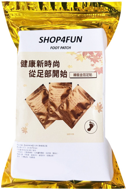 SHOP4FUN 購瘋趣 天然竹酢樹液足貼 40枚足貼 + 40片貼布, 1袋, 1袋