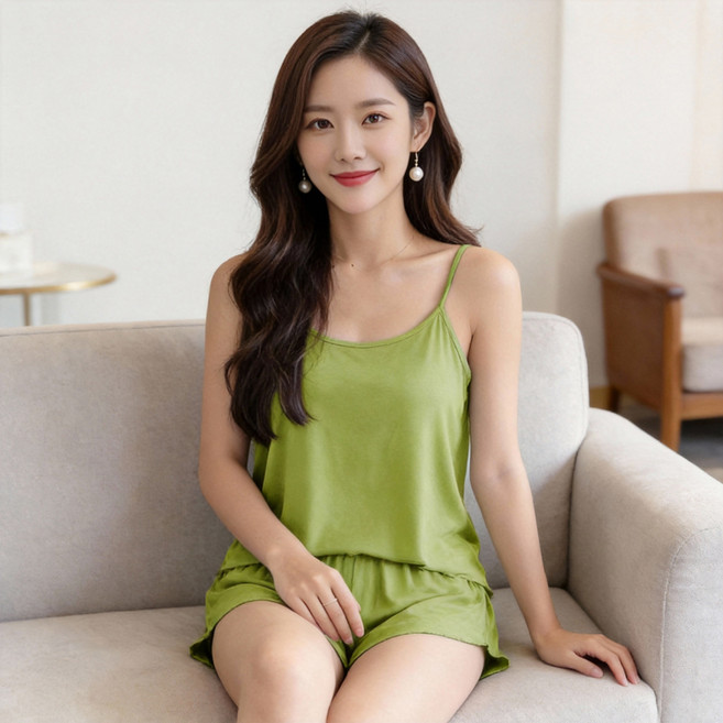 비올라 여성용 섹시 슬립 홈웨어 상하의 세트 Vio0006