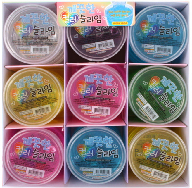 깨끗한 컬러 슬라임 6종 x 3p 세트, 혼합색상, 1세트