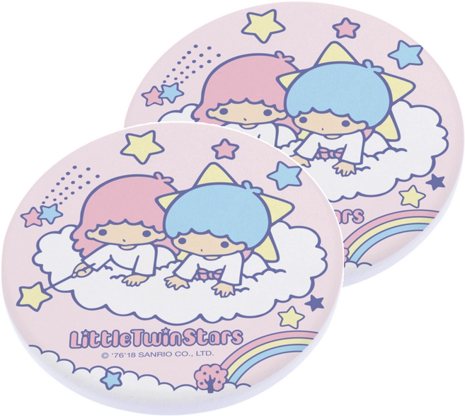 收納王妃 雙子星彩繪硬式珪藻土杯墊 圓 2入, 彩虹雲朵款, 2個