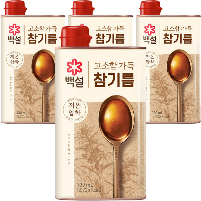 백설 고소함가득 참기름, 330ml, 4개