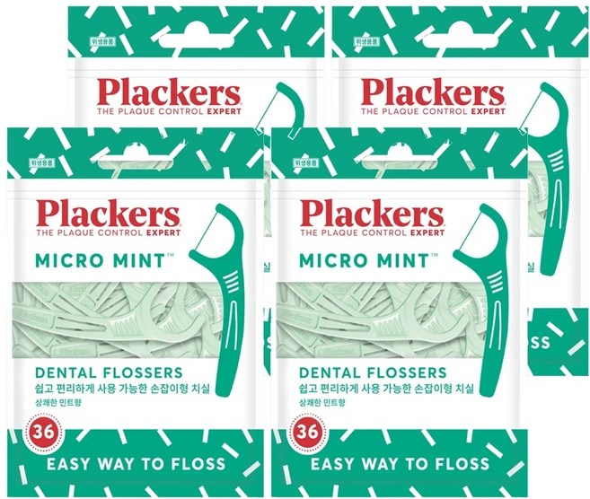 플랙커스 마이크로 민트 치실, 8cm, 36개입, 4개 - 쿠팡