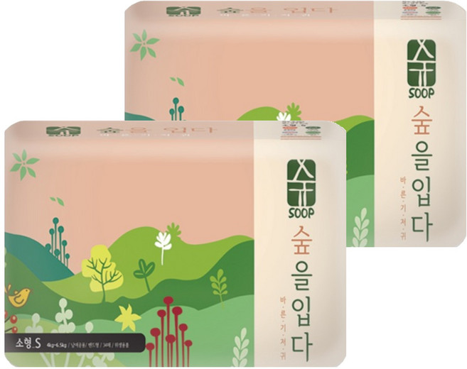 숲 밴드형 기저귀 유아용, 68매, 소형(S)