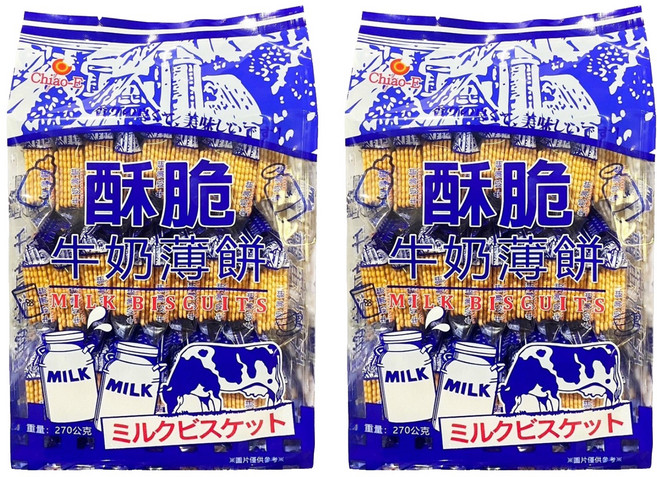 Chiao-E 巧益 酥脆牛奶薄餅, 270g, 2袋
