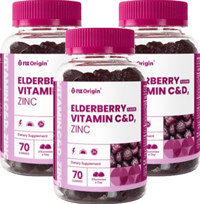 엔젯오리진 엘더베리맛 비타민C&D 아연, 70정, 3개