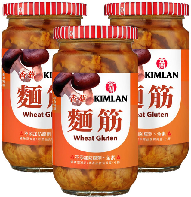 KIMLAN 金蘭 香菇麵筋, 396g, 3罐