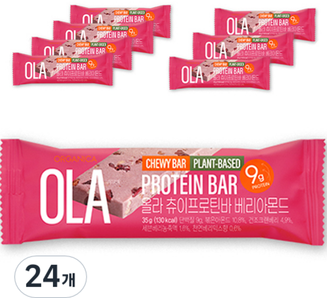 올가니카 올라 츄이 프로틴바 베리아몬드, 35g, 24개