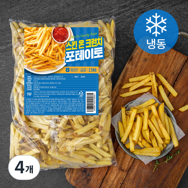스킨 온 크런치 포테이토 (냉동), 2.5kg, 4개