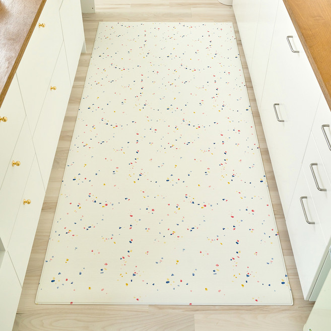 리포소 반려동물 양면 PVC 미끄럼방지 접이식 롤링매트, 웜테라조 + 쿨테라조, 1개