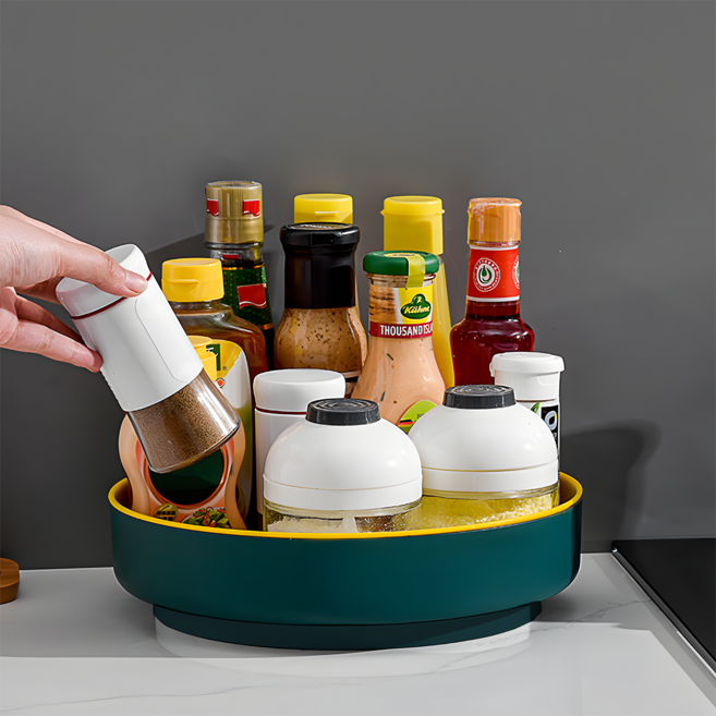 프란다스 미끄럼 방지 다용도 회전트레이 대형 32 x 6.7 cm, 그린 + 옐로우, 3개