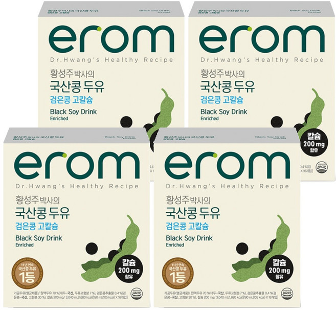 이롬 황성주 박사의 국산콩 두유 검은콩 고칼슘, 190ml, 64개